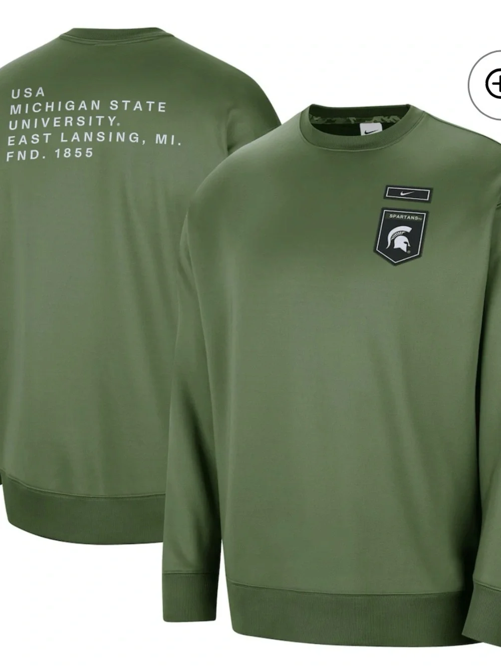 Nike Olive Green Crewneck Sweatshirt Military Appreciation